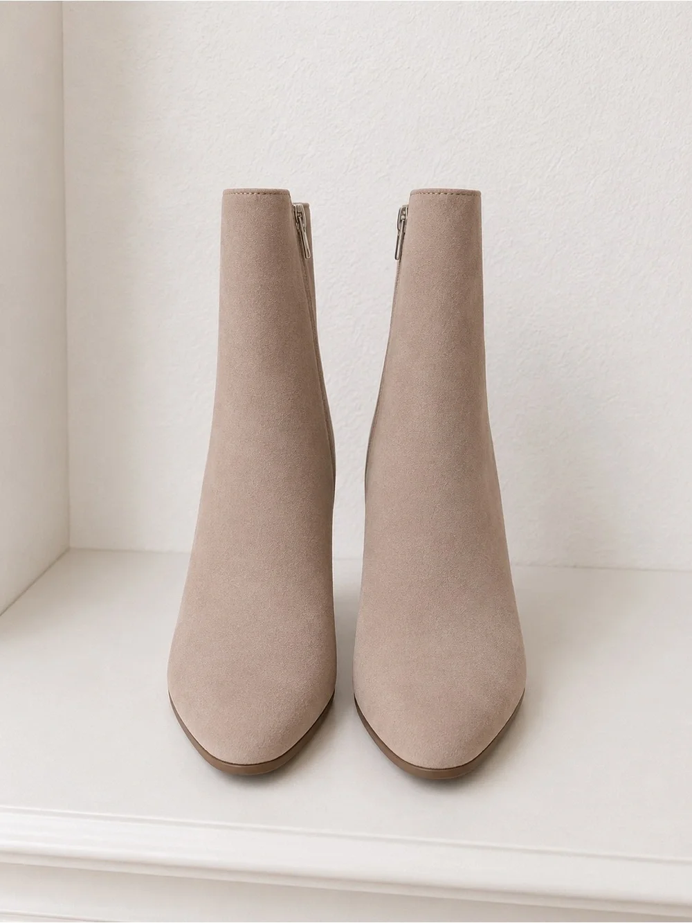 Dolce Vita Suzy Taupe Suede Zip Up Ankle Block Heel Chelsea Booties NWT